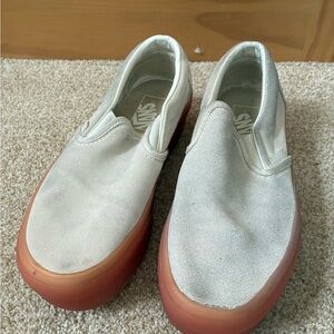 Vans off White Slip-On Shoes with pink Soles size 6.5 women’s